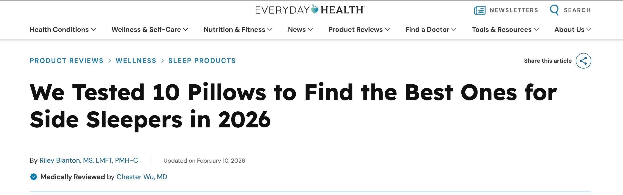 We Tested 10 Pillows to Find the Best Ones for Side Sleepers in 2026